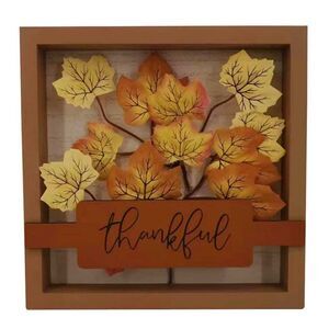 THANKFUL Wooden Sign Fall Decor Autumn Theme Warm Inviting Charm Farmhouse NWT